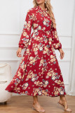 Floral Print Puff Sleeves Maxi Dress 