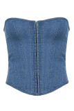 Denim Fishbone Corset 
