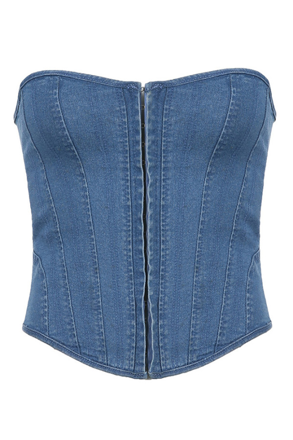 Denim Fishbone Corset 