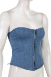 Denim Fishbone Corset 