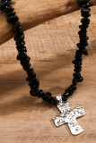 Retro Turquoise Beads Cross Necklace 