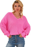 Rose V Neck Drop Shoulder Slouchy Sweater