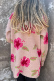 Floral Print Pocketed Open Front Cardigan