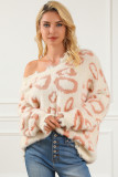 Leopard Animal Print Distressed Trim Fuzzy Sweater