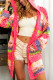 Rose Striped Knitted Hooded Open Front Cardigan