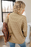 Khaki Quilted Button Front Funnel Neck Jacket