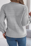 Plain Side Button Cable Knit Sweater