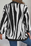 Zebra Print Front Open Knitting Cardigan 