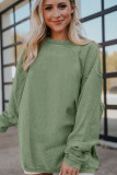 Green Ribbed Corded Oversized Sweatshirt
