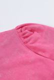 Rose Vintage Washed Puff Sleeve Sweatshirt