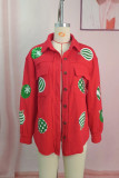 Christmas Pattern Sequin Button Up Jacket