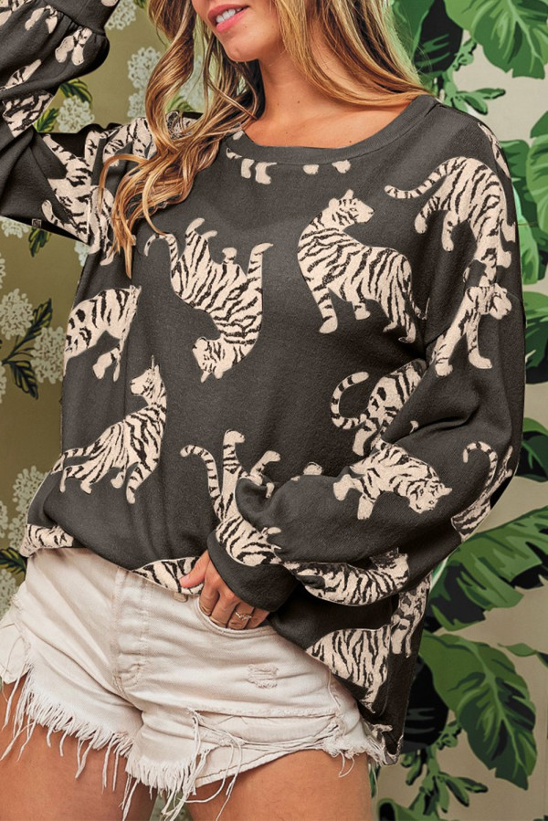 Leopard Lively Tiger Print Casual Sweatshirt