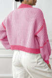 Color Block Open Knit Crop Cardigan