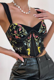 Embroidery Lace Cami Crop Bustier