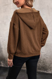 Brown Hooded Drawstring Cable Sweatshirt 