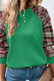 Quilted Splicing Plaid Long Sleeves Top