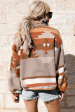 Multicolor Aztec Quarter Zip Pocketed Fleece Sweatshirt