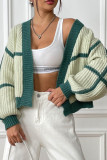 Color Block Open Knit Crop Cardigan