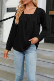 Plain Square Neck Long Sleeves Top