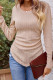 V Neck Irregular Hem Cable Knitting Top