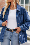 Plain Washed Vintage Open Button Denim Jacket