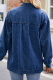 Plain Washed Vintage Open Button Denim Jacket