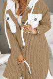 Plain Cable Knit Button Hooded Sweater Cardigan