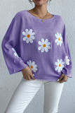 Wide Shoulder Daisy Knit Sweater