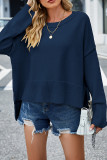 Plain Slope Shoulder Oversize Knit Sweater