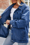Plain Washed Vintage Open Button Denim Jacket