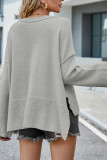Plain Slope Shoulder Oversize Knit Sweater
