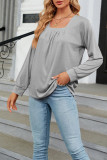 Plain Square Neck Long Sleeves Top