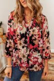 Red Floral Print Button Up Casual Shirt