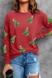 Red Sequined Christmas Tree Raglan Sleeve Sweatshirt