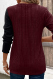 Colorblock Button Knitting Top 