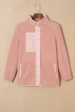 Pink Sherpa Contrast Trim Zipped Pocket Jacket