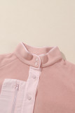 Pink Sherpa Contrast Trim Zipped Pocket Jacket