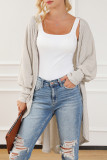 Parchment Bat Sleeve Wide Ribbed Knit Cardigan