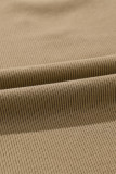 Khaki Exposed Seam Textured Long Sleeve Top Shorts Set