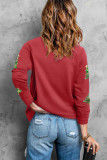 Red Sequined Christmas Tree Raglan Sleeve Sweatshirt