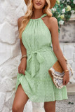 Plain Halter Sleeveless Mini Dress 