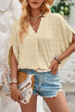 V Neck Swiss Dot Irregular Sleeves Blouse 