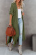 Green Open Front Side Slit Duster Knit Cardigan