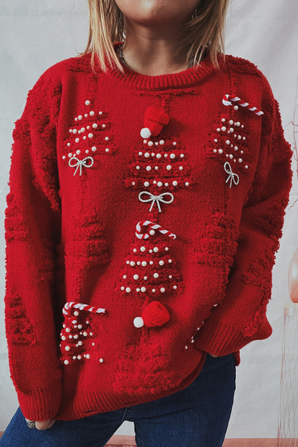 Christmas Trees Crystal Knitting Sweater 
