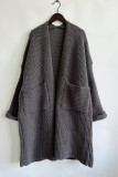 Plain Open Knit Pockets Long Cardigan