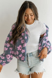 Multicolour Flower Zip up Sherpa Jacket