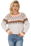 Multicolor Mixed Geometric Detail Raglan Sleeve Sweater