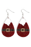 Glitter Round Christmas Pattern Earrings MOQ 5pcs
