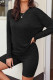 Black Ribbed Knit Long Sleeve Top Slim Shorts Set
