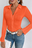 Plain Button Up Smocked Shirt